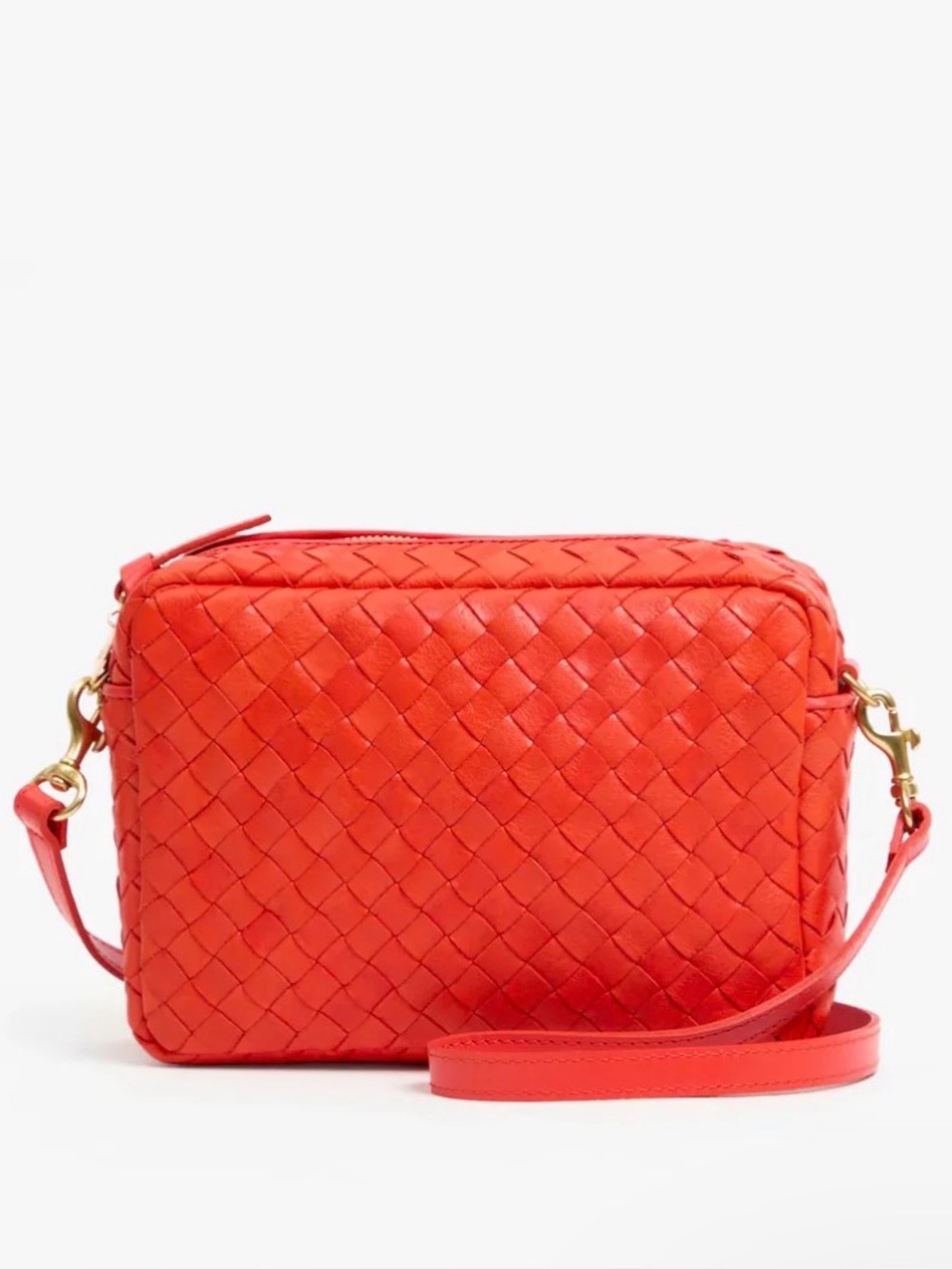 NWT Clare V. Midi Sac in Bright Poppy Diagonal Woven
